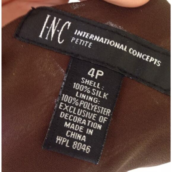 INC Womens Petite Size 4P Silk Embellished Rhinestone Animal Print Shirt Tunic - Picture 5 of 5